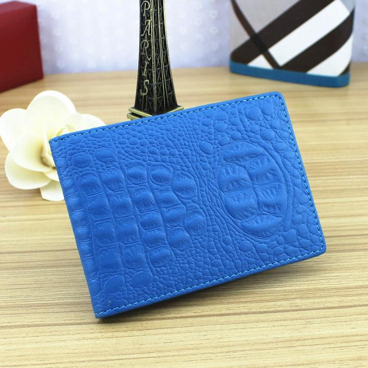 Universal Crocodile Pattern Driver License Cover With Card Slot Blue Wallets