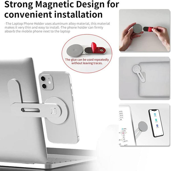 Aluminum Magnetic Phone Stand For Laptop Expansion Black Mounts & Holders