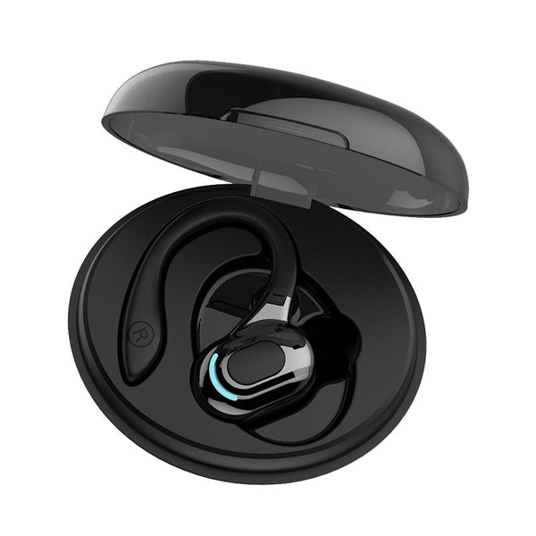 F8 Hanging Ear Stereo Wireless Bluetooth Earphone With Charging Bin Black Single Earbuds
