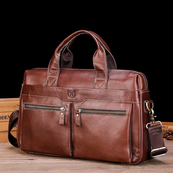 Large Capacity Retro Cowhide Briefcase Coffee Bags
