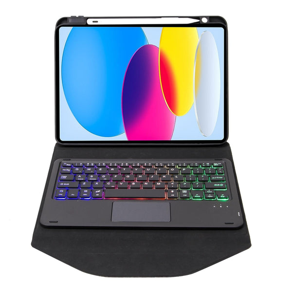 Parallel Touchpad Bluetooth Keyboard Leather Tablet Case With Pen Slot And Backlight Black Laptop Cases & Bags