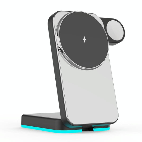 Foldable 3 In 1 Rgb Led Wireless Charger Black Chargers & Cradles