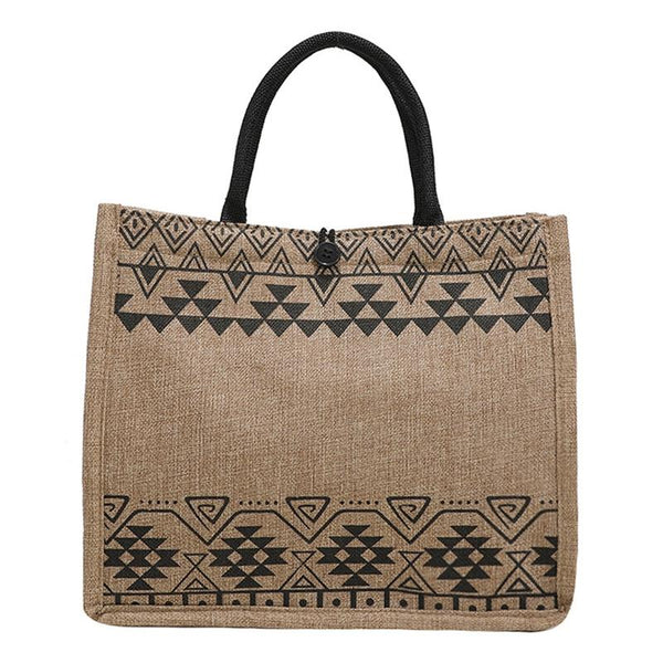 Simple Linen Tote Bag With Large Capacity Style Print Triangle Women's Bags & Handbags
