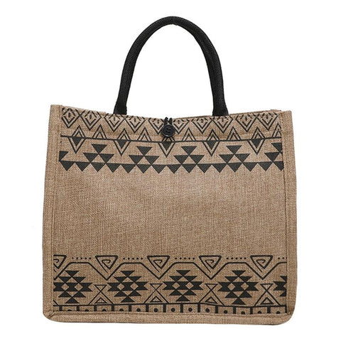 Simple Linen Tote Bag With Large Capacity Style Print Triangle Women's Bags & Handbags