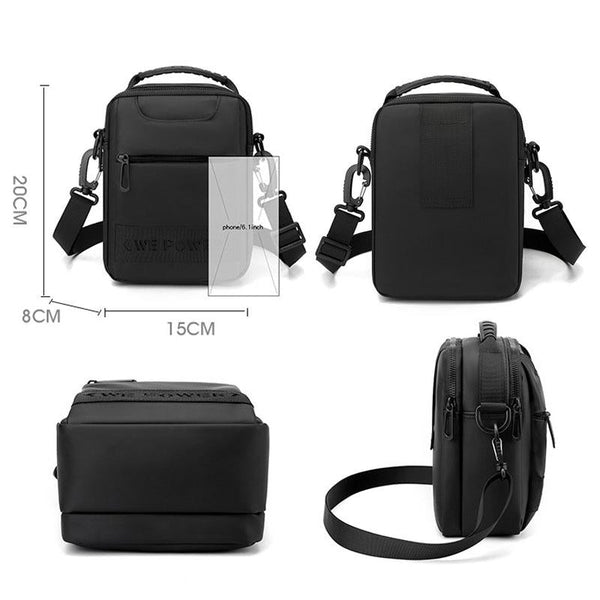 Men Messenger Bag Wear As Belt Shoulder Or Handheld Black Bags