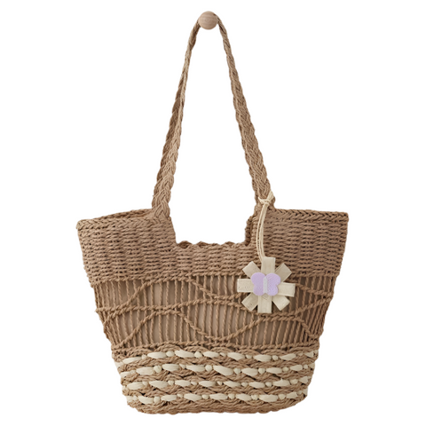 Large Capacity Straw Tote Bag With Hollow Wave Design And Lining Light Brown Women's Bags & Handbags