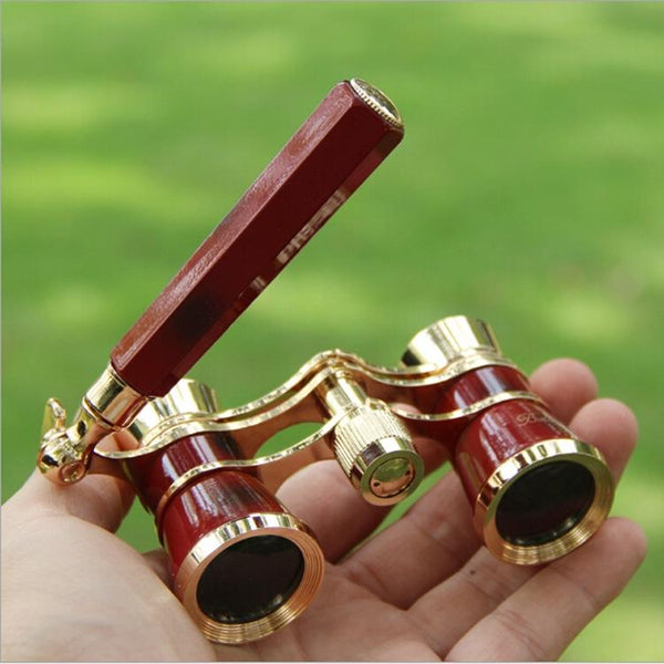 Chrome Double Cylinder Telescope With Handle 3 X 25 Lady Wine Red Telescopes