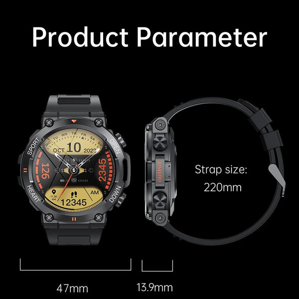 1.39 Inch Heart Rate / Blood Pressure Oxygen Monitoring Smart Calling Watch Black Smart Watches