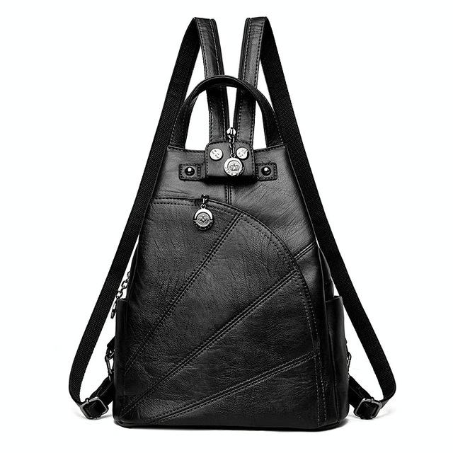 Women Leather Backpack Secure Stylish Black Women Backpacks