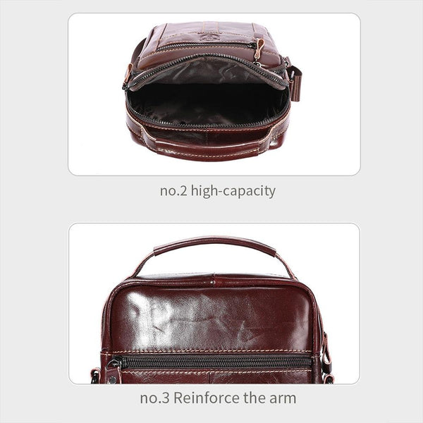 Large Capacity Retro Cowhide Crossbody Bag Black Bags