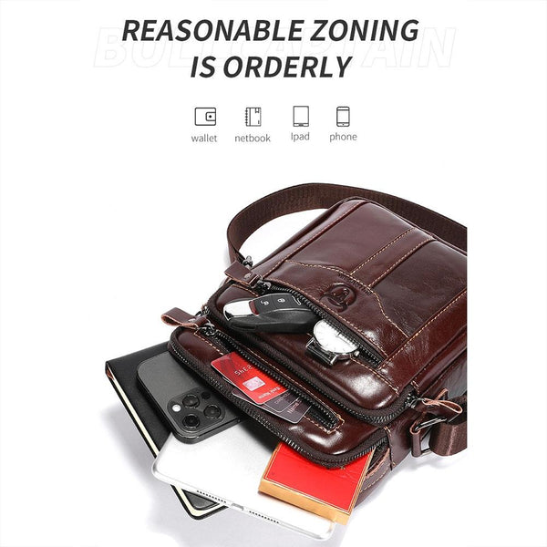 Large Capacity Retro Cowhide Crossbody Bag Black Bags