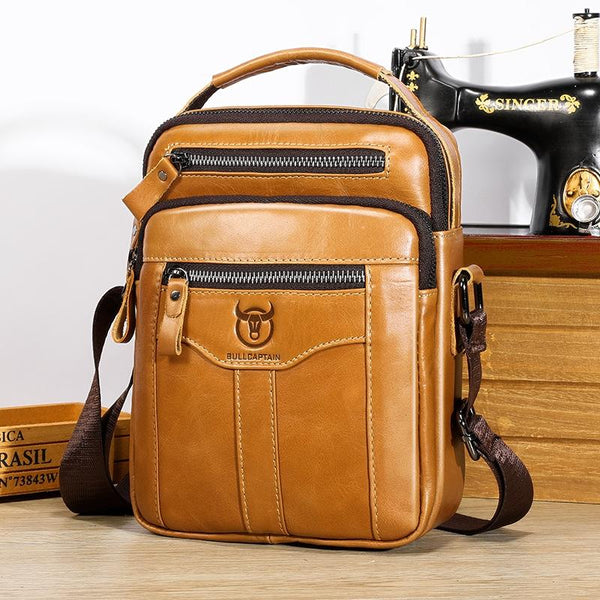 Large Capacity Retro Cowhide Crossbody Bag Black Bags