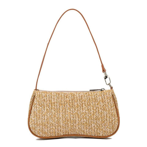 Khaki Woven Straw Shoulder Bag For Women Women's Bags & Handbags