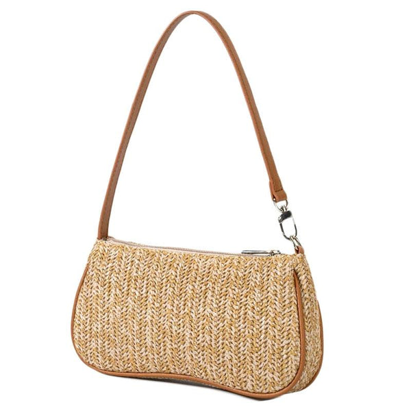 Khaki Woven Straw Shoulder Bag For Women Women's Bags & Handbags
