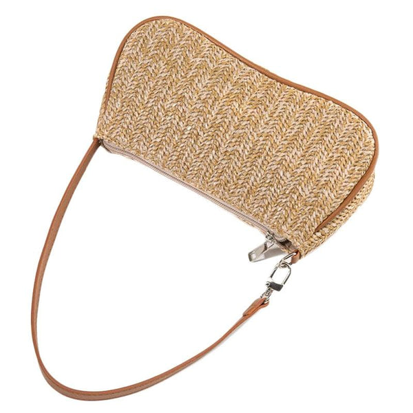 Khaki Woven Straw Shoulder Bag For Women Women's Bags & Handbags