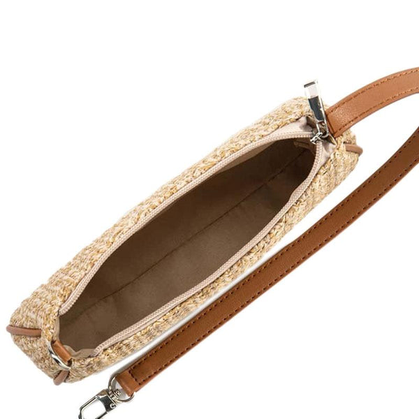 Khaki Woven Straw Shoulder Bag For Women Women's Bags & Handbags