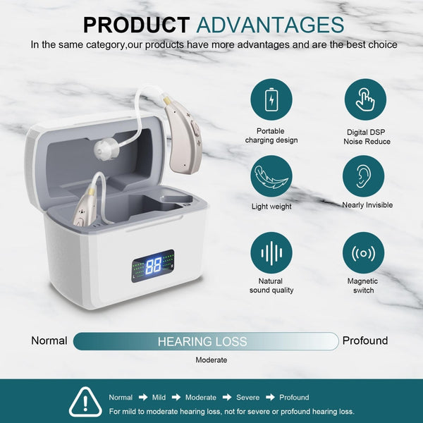 Rechargeable Digital Hearing Aid Silver Other Health Care