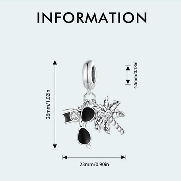 925 Sterling Silver Coconut Tree Camera Pendant Bracelet Charms & Pendants
