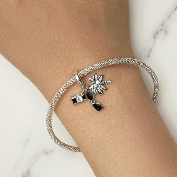 925 Sterling Silver Coconut Tree Camera Pendant Bracelet Charms & Pendants