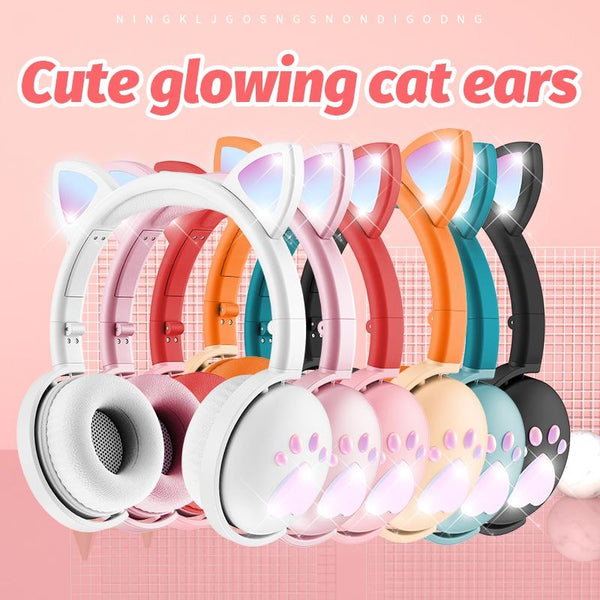 7.1 Surround Sound Cat Ear Gaming Headset With Mic Black Headsets