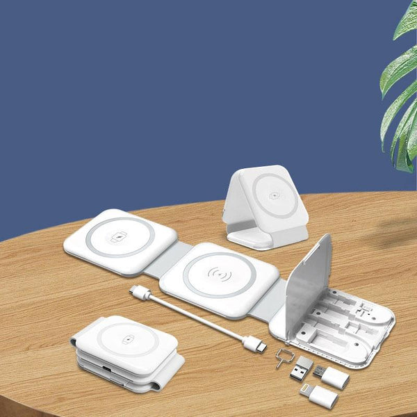 10 In Magnetic Wireless Charger With Data Cable And Storage White Chargers & Cradles