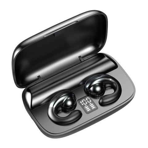S19 Wireless Ear Clip Noise Reduction Bluetooth Bone Conduction Delay Earphones Black Earbuds