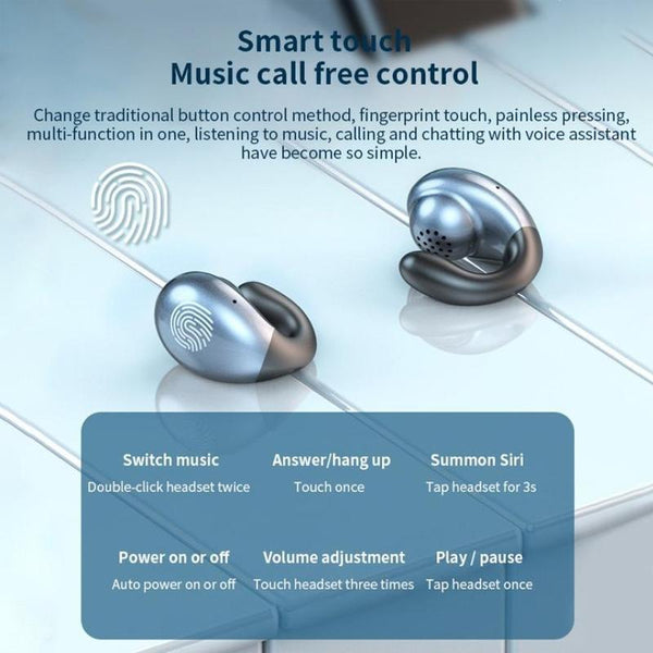 S19 Wireless Ear Clip Noise Reduction Bluetooth Bone Conduction Delay Earphones Black Earbuds