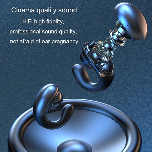 S19 Wireless Ear Clip Noise Reduction Bluetooth Bone Conduction Delay Earphones Black Earbuds
