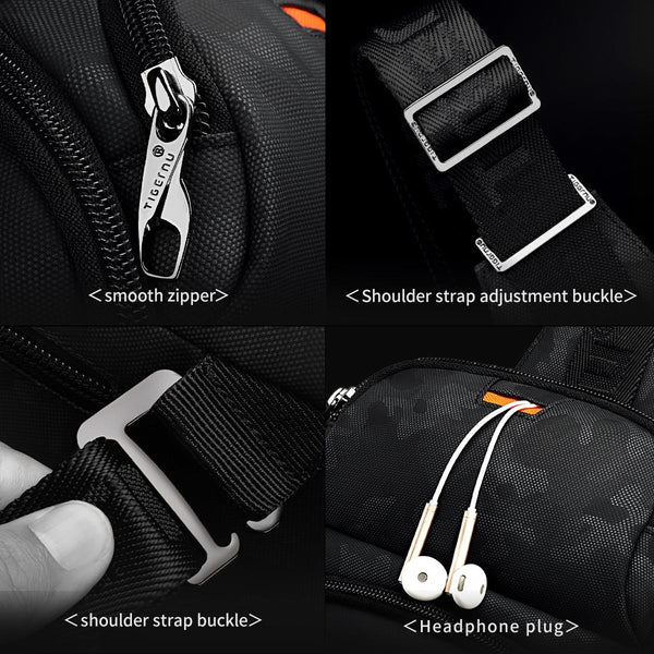 Waterproof Men Sports Chest Bag Black Bags