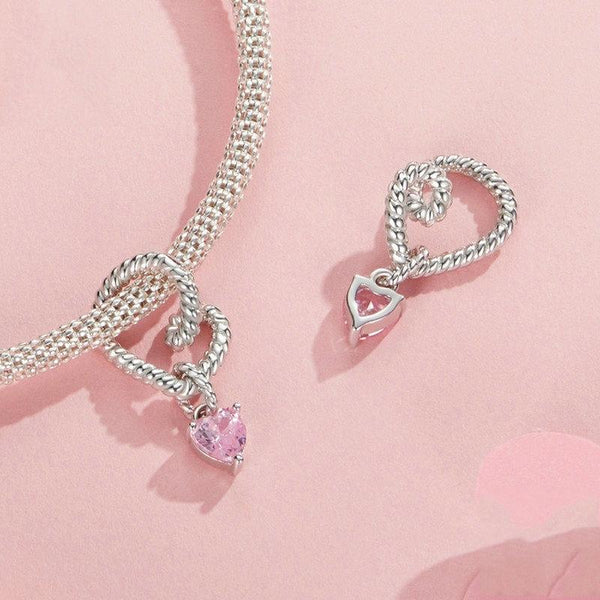 925 Sterling Silver Twisted Rope Heart Pendant Beads Charms & Pendants