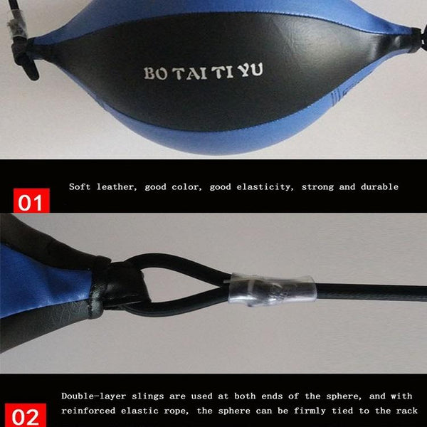 Suspended Boxing Training Ball Pear Shape Blue Black Punching Bags