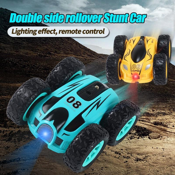 2.4G Mini High Speed Double Sided Remote Control Car Toy Blue Remote Controlled Toys