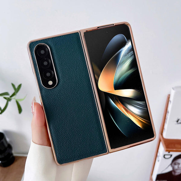 For Samsung Galaxy Z Fold4 5G Skyline Series Nano Electroplating Pu Case Black Cases Covers & Skins