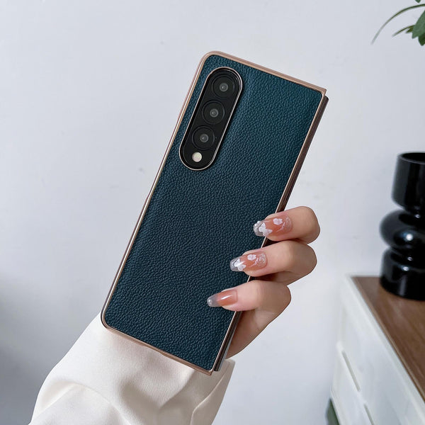 For Samsung Galaxy Z Fold4 5G Skyline Series Nano Electroplating Pu Case Black Cases Covers & Skins