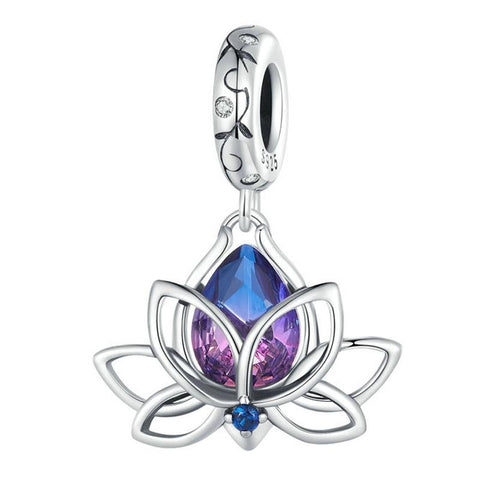 925 Sterling Silver Lotus Pendant Tourmaline Bracelet Beads Charms & Pendants