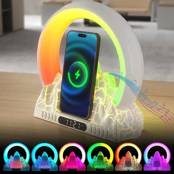 Wireless Charger With Alarm Clock & Bluetooth Speaker Black Audio Docks & Mini Speakers