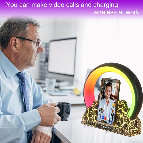 Wireless Charger With Alarm Clock & Bluetooth Speaker Black Audio Docks & Mini Speakers