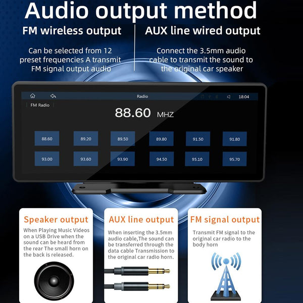 10.26 Inch Car Mp5 Player With Carplay / Android Auto Portable Black Other Car Audio