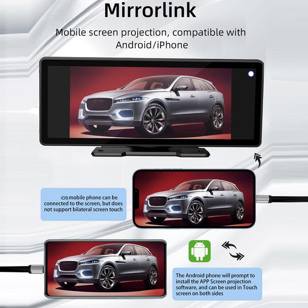 10.26 Inch Car Mp5 Player With Carplay / Android Auto Portable Black Other Car Audio