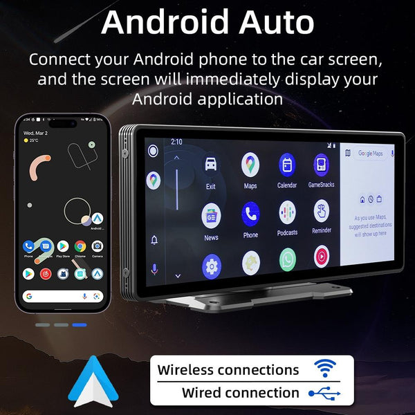 10.26 Inch Car Mp5 Player With Carplay / Android Auto Portable Black Other Car Audio