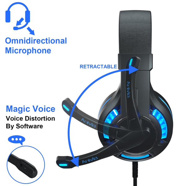 Gaming Headset With Mic Black / Blue Headsets