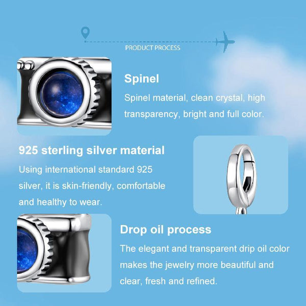925 Sterling Silver Openable Camera Bead Bracelet Charms & Pendants