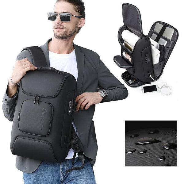 1 Sets Of Waterproof Antitheft Men Backpack For 15.6 Laptop Travel Ready Black Bags