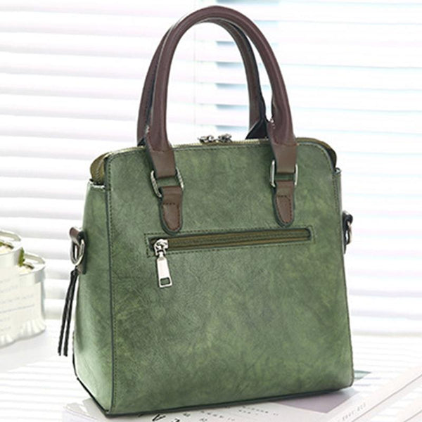 Designer Leather Crossbody Tote With Tassel For Women Army Green Women's Bags & Handbags