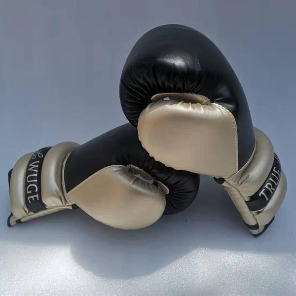 Pair Of Boxing Sanda Gloves Free Fighting Half Finger Black Gold Gloves Boxing