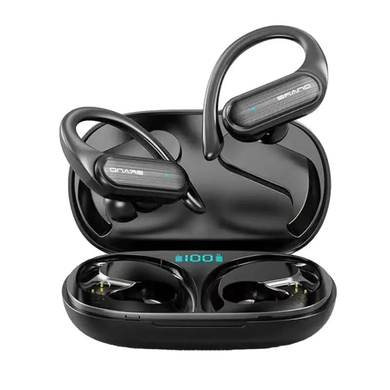 Waterproof Wireless Bluetooth Earphones With Led Display Black Earbuds
