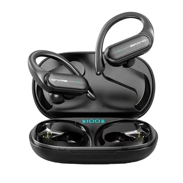 Waterproof Wireless Bluetooth Earphones With Led Display Black Earbuds