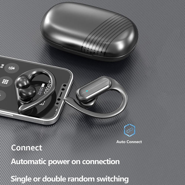 Waterproof Wireless Bluetooth Earphones With Led Display Black Earbuds