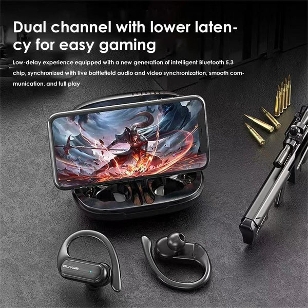 Waterproof Wireless Bluetooth Earphones With Led Display Black Earbuds