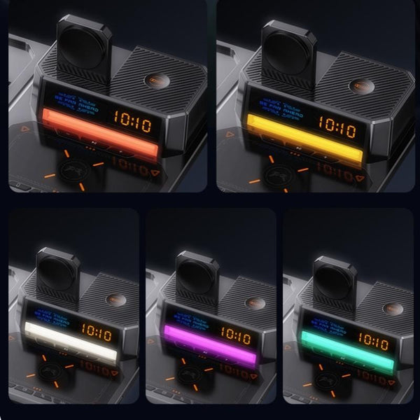 5 In 1 Magnetic Wireless Charger Stand With Clock & Speaker Black Chargers & Cradles